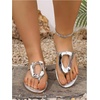 image:imageGORGLITTER Womens Gold Flat Sandals Flip Flops Dressy Metallic Open Toe Thong Summer Beach Vacation Slides Sandals 2026Metallic Silver
