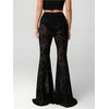 image:imageGORGLITTER Womens Goth Pants Lace Bell Bottom Rave Mesh Flare Leggings High Waisted Sheer Sexy Trousers Concert OutfitsBlack