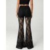 image:imageGORGLITTER Womens Goth Pants Lace Bell Bottom Rave Mesh Flare Leggings High Waisted Sheer Sexy Trousers Concert OutfitsBlack D