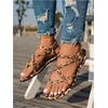 image:imageGORGLITTER Womens Leopard Print Thong Sandals Criss Cross Ankle Strappy Slides On Slip Sandals