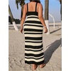 image:imageGORGLITTER Womens Plus Size Crochet Maxi Dress Summer Vacation Beach Outfits Striped Sleeveless V Neck Long SundressBlack and White