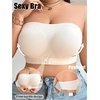 image:imageGORGLITTER Womens Plus Size Strapless Bra Front Closure Wireless Bandeau Bralette Tube TopsApricot