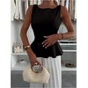 image:imageGORGLITTER Womens Sleeveless Babydoll Peplum Tops Dressy Trendy Elegant Casual Crew Neck Ruffle Going Out Tank TopsBlack