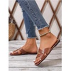 image:imageGORGLITTER Womens Strappy Sandals Brown Dressy Square Open Toe Slip on Casual Vacation Beach SlidesBrown