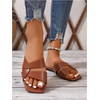 image:imageGORGLITTER Womens Strappy Sandals Brown Dressy Square Open Toe Slip on Casual Vacation Beach SlidesBrown