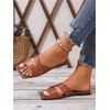 image:imageGORGLITTER Womens Strappy Sandals Brown Dressy Square Open Toe Slip on Casual Vacation Beach SlidesBrown