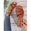 image:imageGORGLITTER Womens Strappy Sandals Brown Dressy Square Open Toe Slip on Casual Vacation Beach SlidesBrown