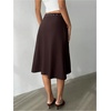 image:imageGORGLITTER Womens Striped Asymmetrical Draped Midi Skirts Low Waist Flowy Business Casual Work Ruffle SkirtBrown