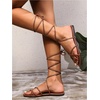 image:imageGORGLITTER Womens Summer Strappy Beach Sandals Thong Tie Up Cute Dressy Vacation Gladiator Lace Up Sandals Shoes 2026Brown