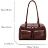 image:imageGORGLITTER Womens Vintage Shoulder Bag Designer Y2k 90s Top Handle HandbagSolid Brown