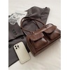 image:imageGORGLITTER Womens Vintage Shoulder Bag Designer Y2k 90s Top Handle HandbagSolid Brown
