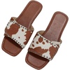 image:imageGORGLITTER Womens Cow Print Flat Sandals Studded Square Open Toe Slip On Party Vacation Dressy 2026 Slide ShoesBrown