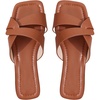 image:imageGORGLITTER Womens Strappy Sandals Brown Dressy Square Open Toe Slip on Casual Vacation Beach SlidesBrown