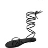 image:imageGORGLITTER Womens Summer Strappy Beach Sandals Thong Tie Up Cute Dressy Vacation Gladiator Lace Up Sandals Shoes 2026Black