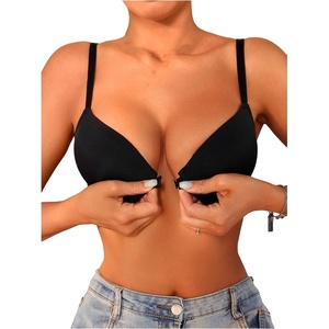image:imageGORGLITTER Womens Front Closure Push Up Bras Seamless Underwire Bra Everyday BraletteBlack