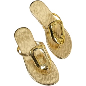 image:imageGORGLITTER Womens Gold Flat Sandals Flip Flops Dressy Metallic Open Toe Thong Summer Beach Vacation Slides Sandals 2026Gold