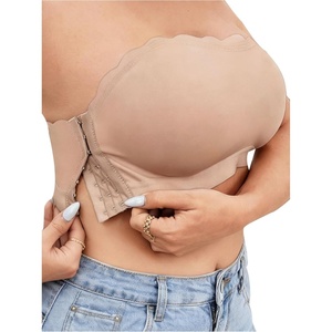 image:imageGORGLITTER Womens Plus Size Tube Tops Strapless Bras Front Closure Wireless Push Up NonSlip Padded Bandeau Bralette