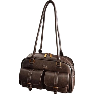 image:imageGORGLITTER Womens Vintage Shoulder Bag Designer Y2k 90s Top Handle HandbagBrown