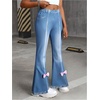 image:imageGORGLITTER Girls Bow Denim Graphic Flare Leg Y2k Pants Elastic Waist Skinny Cute TrousersBlue