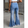 image:imageGORGLITTER Girls Bow Denim Graphic Flare Leg Y2k Pants Elastic Waist Skinny Cute TrousersBlue