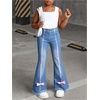 image:imageGORGLITTER Girls Bow Denim Graphic Flare Leg Y2k Pants Elastic Waist Skinny Cute TrousersBlue