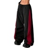 image:imageGORGLITTER Womens Wide Leg Baggy Sweatpants 2025 Gym Color Block Track Pants Drawstring Waist PantsBlack and Red