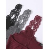 image:imageWomens 6 Piece Lace Trim Pajamas Set Ribbed Knit Crop Cami Top and Shorts SleepwearRed Grey Black