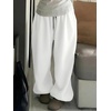 image:imageGORGLITTER Womens Baggy Sweatpants Y2k Drawstring Sweat Pants with Pockets  High Waisted Oversized Sweatpants Deep Pockets Lounging Or Casual Wear Early 2000s VibeWhite