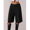 image:imageGORGLITTER Womens Bermuda Shorts Dressy Pleated Wide Leg Dress Shorts  High Waisted Summer Trouser Shorts Casual Business Office Work OutfitsBlack