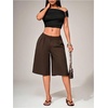 image:imageGORGLITTER Womens Bermuda Shorts Dressy Pleated Wide Leg Dress Shorts  High Waisted Summer Trouser Shorts Casual Business Office Work OutfitsBrown B