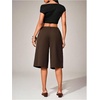 image:imageGORGLITTER Womens Bermuda Shorts Dressy Pleated Wide Leg Dress Shorts  High Waisted Summer Trouser Shorts Casual Business Office Work OutfitsBrown B