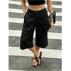 image:imageGORGLITTER Womens Bermuda Shorts Dressy Pleated Wide Leg Dress Shorts  High Waisted Summer Trouser Shorts Casual Business Office Work OutfitsIron Black Solid