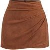 image:imageGORGLITTER Womens Western Cowgirl Suede Wrap Skirts Concert Outfits  Brown Skirts Rodeo Outfit for Women Y2k Asymmetrical High Waisted Ruched Mini SkirtsBrown