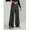 image:imageGORGLITTER Womens Cheetah Print Pants Leopard Wide Leg Sweatpants  Straight Leg Sweats Elastic High Waisted Pants Animal Print Trousers Baggy Bottom Fall OutfitsDark Grey