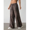 image:imageGORGLITTER Womens Cheetah Print Pants Leopard Wide Leg Sweatpants  Straight Leg Sweats Elastic High Waisted Pants Animal Print Trousers Baggy Bottom Fall OutfitsBrown1