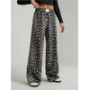 image:imageGORGLITTER Womens Cheetah Print Pants Leopard Wide Leg Sweatpants  Straight Leg Sweats Elastic High Waisted Pants Animal Print Trousers Baggy Bottom Fall OutfitsBlack