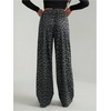image:imageGORGLITTER Womens Cheetah Print Pants Leopard Wide Leg Sweatpants  Straight Leg Sweats Elastic High Waisted Pants Animal Print Trousers Baggy Bottom Fall OutfitsDark Grey