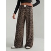image:imageGORGLITTER Womens Cheetah Print Pants Leopard Wide Leg Sweatpants  Straight Leg Sweats Elastic High Waisted Pants Animal Print Trousers Baggy Bottom Fall OutfitsBrown