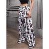 image:imageGORGLITTER Womens Cheetah Print Pants Leopard Wide Leg Sweatpants  Straight Leg Sweats Elastic High Waisted Pants Animal Print Trousers Baggy Bottom Fall OutfitsWhite Cow Print