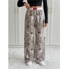 image:imageGORGLITTER Womens Cheetah Print Pants Leopard Wide Leg Sweatpants  Straight Leg Sweats Elastic High Waisted Pants Animal Print Trousers Baggy Bottom Fall OutfitsGrey