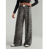 image:imageGORGLITTER Womens Cheetah Print Pants Leopard Wide Leg Sweatpants  Straight Leg Sweats Elastic High Waisted Pants Animal Print Trousers Baggy Bottom Fall OutfitsBlack