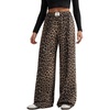 image:imageGORGLITTER Womens Cheetah Print Pants Leopard Wide Leg Sweatpants  Straight Leg Sweats Elastic High Waisted Pants Animal Print Trousers Baggy Bottom Fall OutfitsBrown