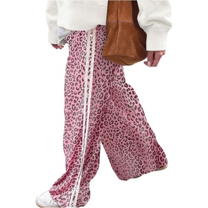 image:imageGORGLITTER Womens Cheetah Leopard Print Pants Wide Leg Low Rise Sweatpants  Animal Print Baggy Striped Trousers Flare Flowy Bottoms Y2K Rave Western Festival OutfitsPink