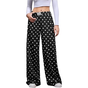 image:imageGORGLITTER Womens Cheetah Print Pants Leopard Wide Leg Sweatpants  Straight Leg Sweats Elastic High Waisted Pants Animal Print Trousers Baggy Bottom Fall OutfitsBlack and White