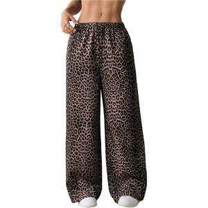image:imageGORGLITTER Womens Cheetah Print Pants Leopard Wide Leg Sweatpants  Straight Leg Sweats Elastic High Waisted Pants Animal Print Trousers Baggy Bottom Fall OutfitsBrown1