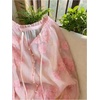 image:imageGORGLITTER Womens Boho Peasant Blouses Long Sleeve Floral Embroidered Tops  Sheer Tie Front Top Flowy Button Up Shirts Dressy Casual Outfits Elegant Fancy ClothesPink Flower