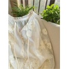 image:imageGORGLITTER Womens Boho Peasant Blouses Long Sleeve Floral Embroidered Tops  Sheer Tie Front Top Flowy Button Up Shirts Dressy Casual Outfits Elegant Fancy ClothesWhite Floral