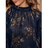 image:imageGORGLITTER Womens Cold Shoulder Party Holiday Top Blouse Long Sleeve Shirt  Gold Black Blouses for Women Sheer Blouse Chiffon Blouse Y2k Sexy Tops Business Casual OutfitsBlue
