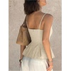 image:imageGORGLITTER Womens Floral Lace Peplum Top Boho Pleated Dressy Camisole Tops  Spaghetti Strap Embroidered Blouse Sexy Babydoll Tops Going Out Concert Tops Old Money ClothesApricot