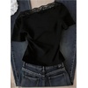 image:imageGORGLITTER Womens Lace Off The Shoulder Short Sleeve Cinched Waist Top  Asymmetrical Tops for Women Going Out Outfits Blouses for Women Dressy Casual One Shoulder TopsBlack